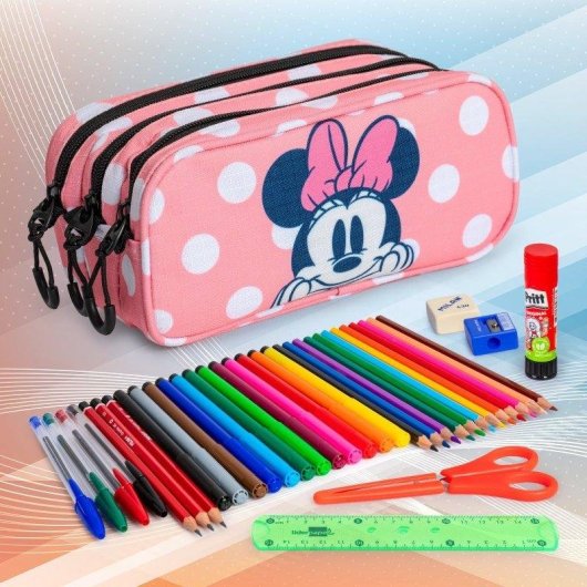 Estojo Escolar Karactermania Minnie Closer Triplo Compartimentos