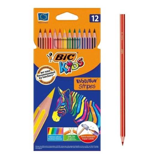Matite Esagonali Bic Kids Evolution Stripes Scatola 12 Pezzi