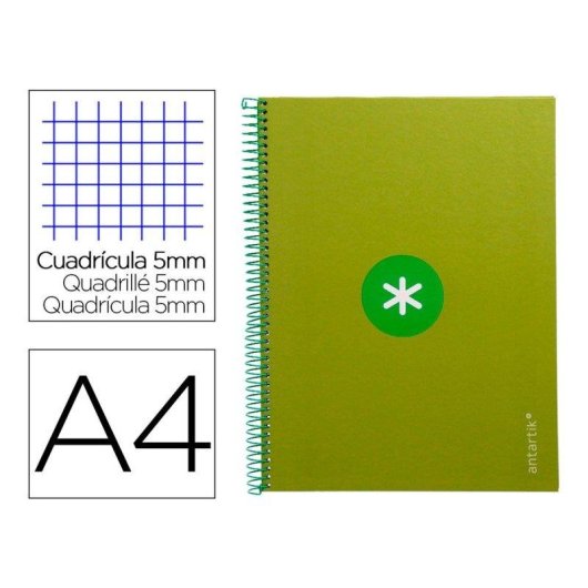 Quaderno A4 Antartik Spirale Copertina Rigida 80 Fogli Verde