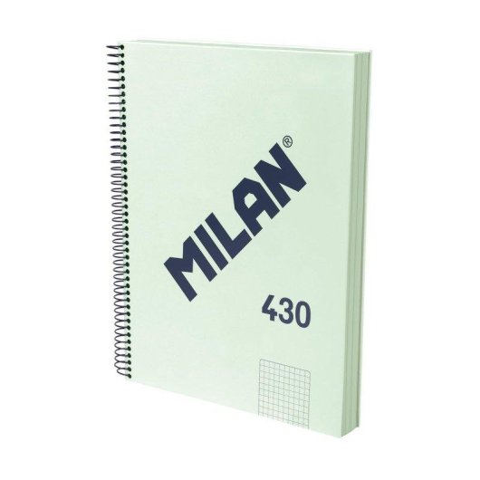 Cuaderno A4 Espiral Tapa Dura Milan 430 Cuadriculado 120 Hojas 95g Verde