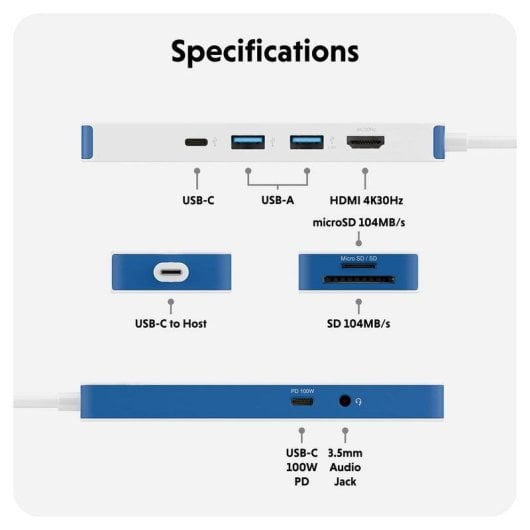 Base USB-C Targus HyperDrive 100W Bianco 5 Gbit/s