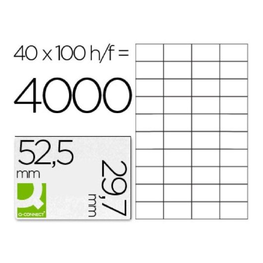 Etiquetas Adhesivas Q-Connect A4 40 Etiquetas 52,5x29,7 mm Blanco