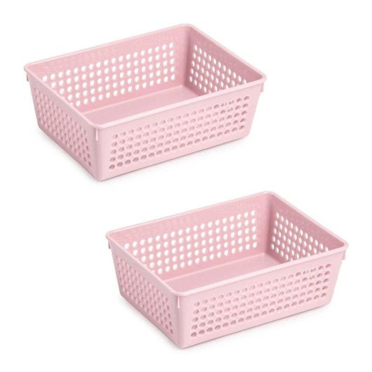 Bandejas Organizadoras Plastic Forte Multiusos Rosa Juego de 2