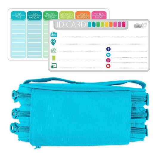 Borsa Triple Officebox Colepack Eco Azzurro Chiaro con Materiale Scolastico Incluso