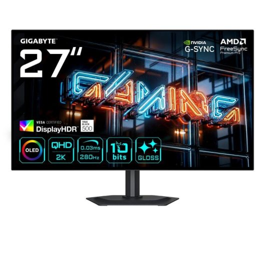 Monitor PC GIGABYTE MO27Q28GR 27" QHD 280Hz OLED HDR True Black Altezza Regolabile
