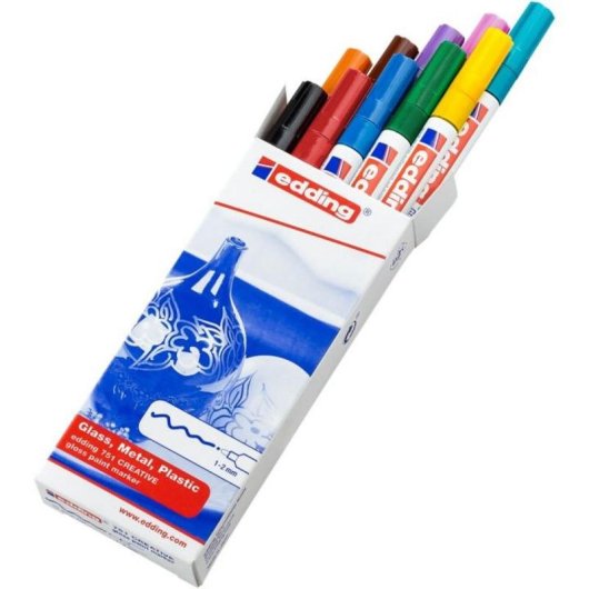 Edding 751 Multicolor Stifte 10 Farben Rundspitze 1 und 2 mm