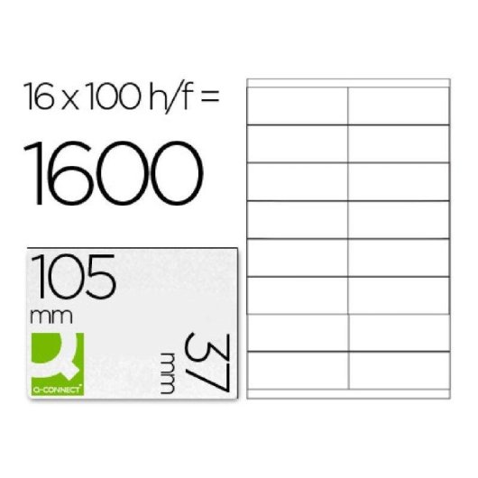 Etiquetas Adhesivas Q-Connect KF10654 A4 16 Etiquetas 105x37 mm
