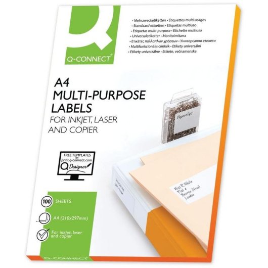 Etiquetas Adhesivas Q-Connect KF10654 A4 16 Etiquetas 105x37 mm