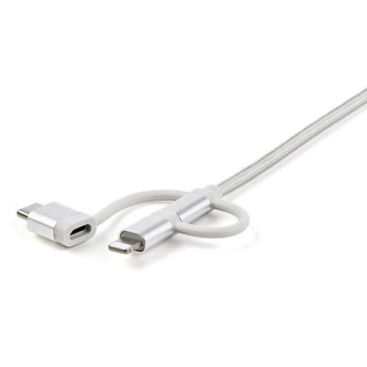 Cable USB 3 en 1 StarTech Trenzado 1 m USB-A a Lightning USB-C Micro-USB Plata