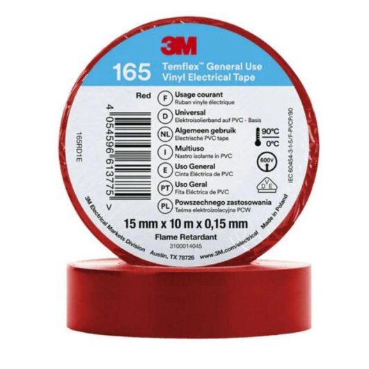 Cinta Aislante 3M 165RD1E Rojo PVC 10 m 15 mm