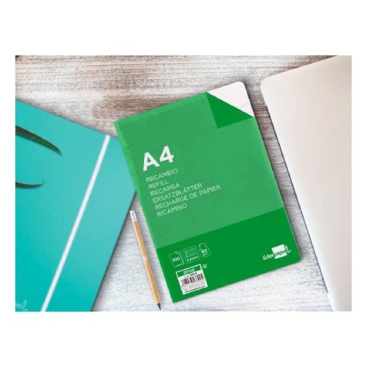 Ricambio A4 Liderpapel 100 Fogli 60g/m2 Pauta 5ª 2.5mm 4 Fori