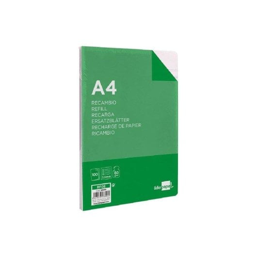 Ricambio A4 Liderpapel 100 Fogli 60g/m2 Pauta 5ª 2.5mm 4 Fori