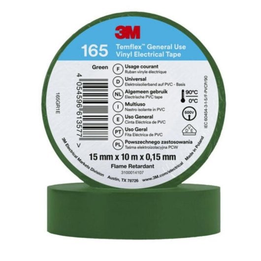 Cinta Aislante 3M 165GR1E Verde PVC 10 m 15 mm