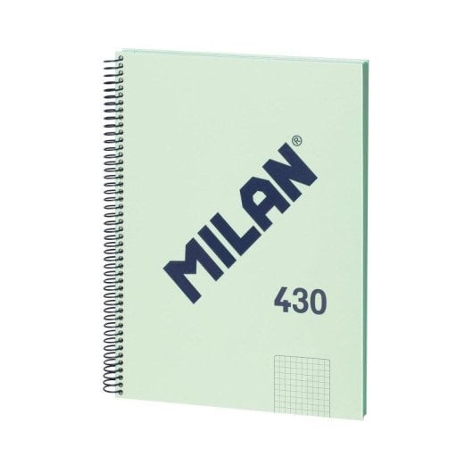 Cuaderno A4 Espiral Tapa Dura Milan 430 Cuadriculado 80 Hojas 95gr Verde