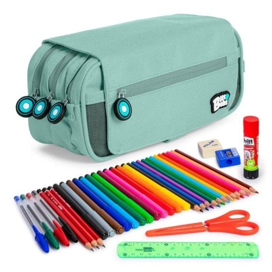 Estuche Escolar Triple Grafoplás BitsBobs con Material Incluido Azul Soft