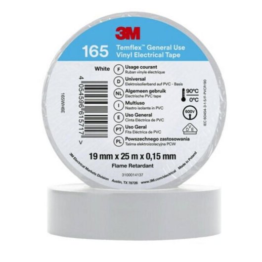 Cinta Aislante 3M 165WH6E PVC Blanco 25 m