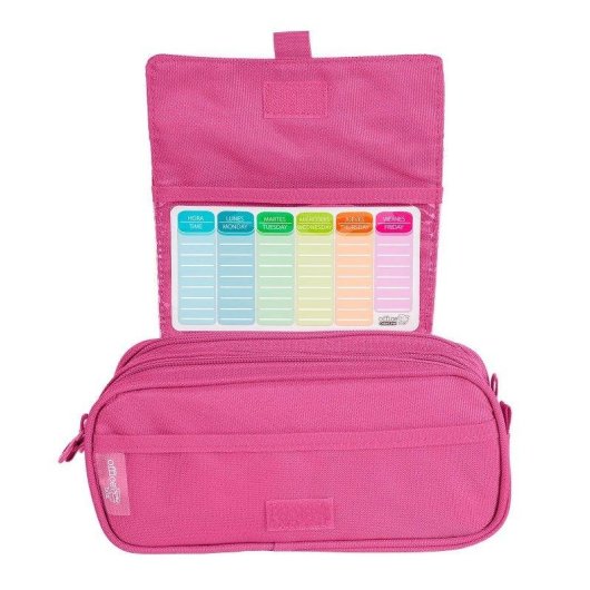 Estuche Triple de 3 Cremalleras Officebox Colepack Eco Material Escolar Incluido Fuscia