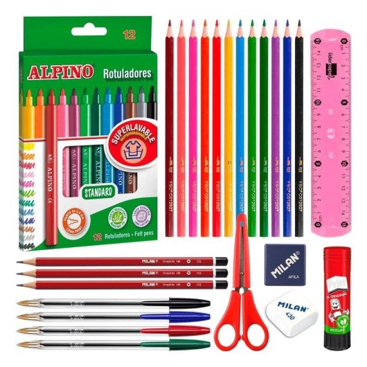 Estuche Triple de 3 Cremalleras Officebox Colepack Eco Material Escolar Incluido Fuscia