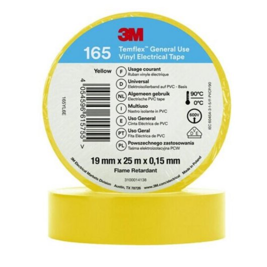 Cinta Aislante 3M 165YL6E Amarillo PVC 25 m