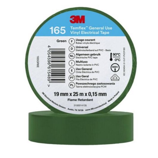 Cinta Aislante 3M 165GR6E Verde PVC 25 m