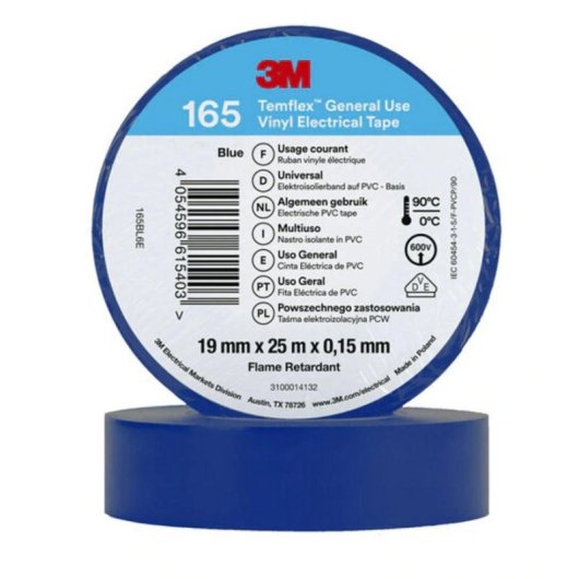 Cinta Aislante 3M 165BL6E Azul PVC 600V 25m