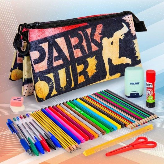 Estuche Triple de Cremalleras Karactermania PRODG Pack Escolar 40 Utensilios