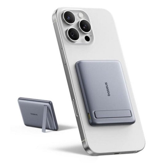 Bateria Externa Baseus 5000 mAh Carregador Sem Fios 5 W Cinzento