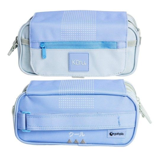 Estuche Portatodo Triple Grafoplás Kuru Azul 23 x 12 x 14 cm