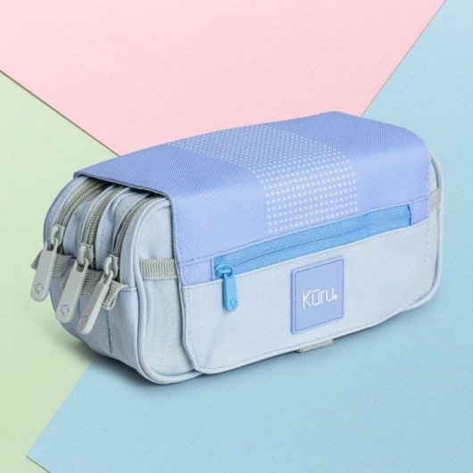 Estuche Portatodo Triple Grafoplás Kuru Azul 23 x 12 x 14 cm