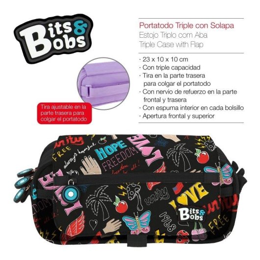 Estuche Portatodo Triple Grafoplás Bits and Bobs Modelo WOW