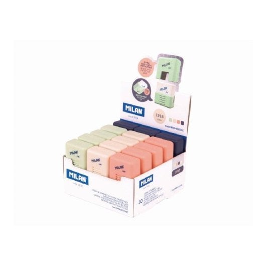 Goma de borrar Milan 430 con funda protectora rígida serie 1918 cuadrada miga de pan
