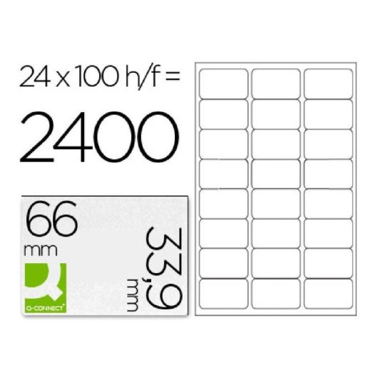 Etiquetas Adhesivas Q-Connect KF10639 A4 24 Etiquetas 66x33.9 mm Blanco