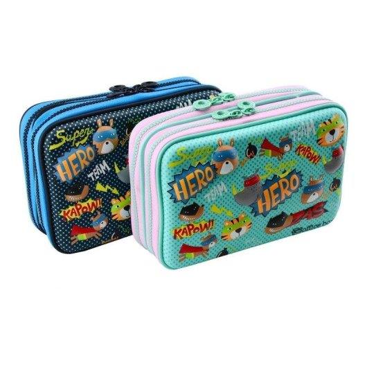 Astuccio Plumier 3D Magic Officebox Hero Turquesa