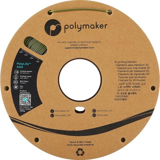 Filamento ASA Polymaker PF01009 Verde 1,75 mm 1 kg Alta Resistencia
