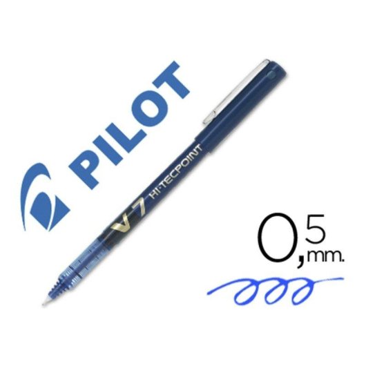 Penna Roller Pilot V7 Hi-tecpoint 0.7 mm Blu Set da 6