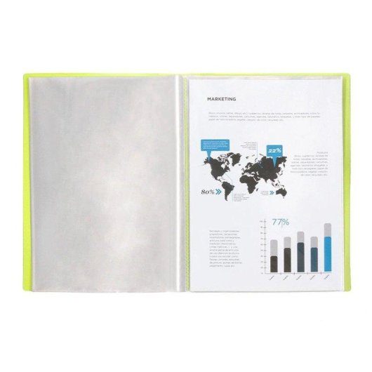 Cartella Liderpapel A4 con 40 Buste Trasparenti Giallo Fluorescente