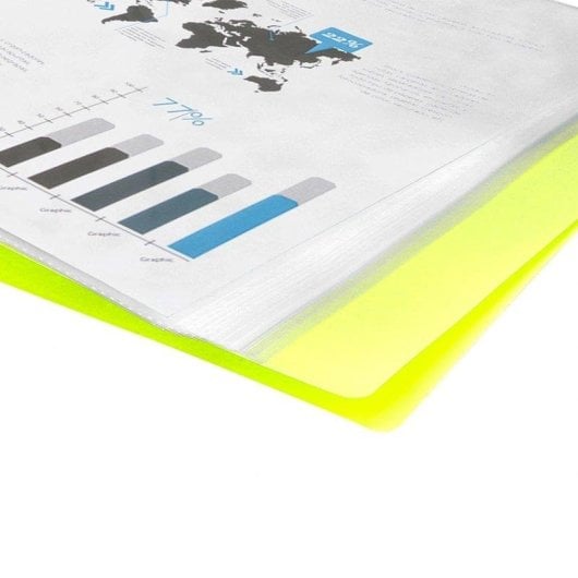 Cartella Liderpapel A4 con 40 Buste Trasparenti Giallo Fluorescente