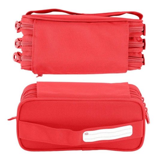Estuche Escolar Triple Portatodo Practicdomus Rojo Coral Alta Capacidad