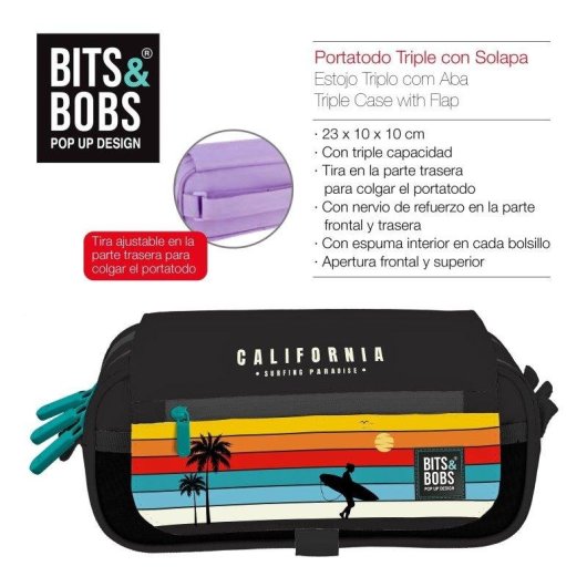 Estuche Triple ColePack EcoDesign Grafoplás con Material Escolar Incluido