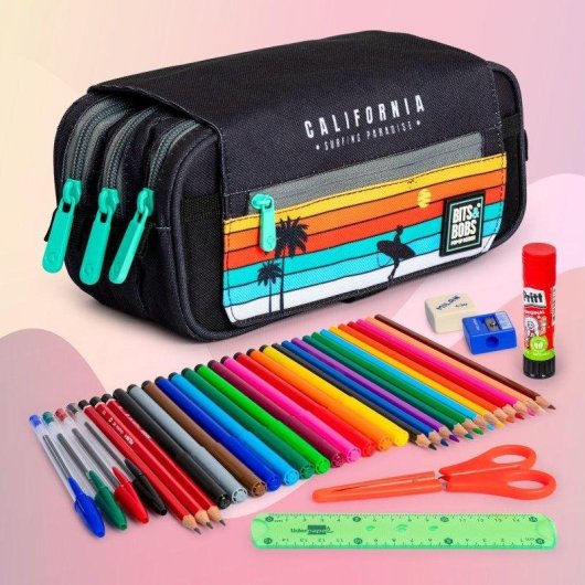 Estuche Triple ColePack EcoDesign Grafoplás con Material Escolar Incluido