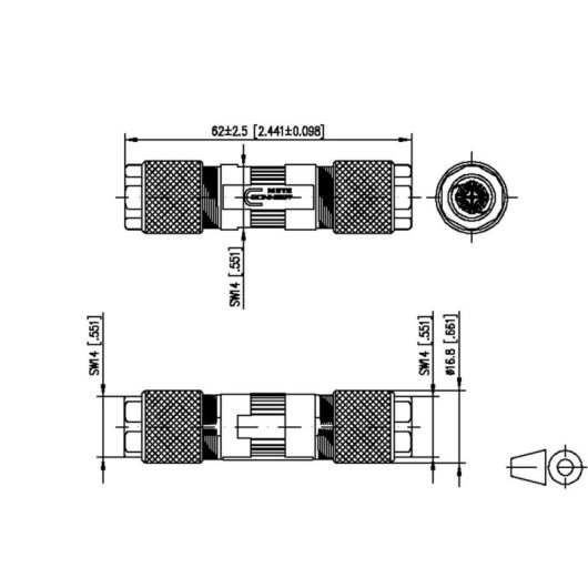 Conecteur BTR NETCOM 130863-02-E Acier Inoxydable IP67