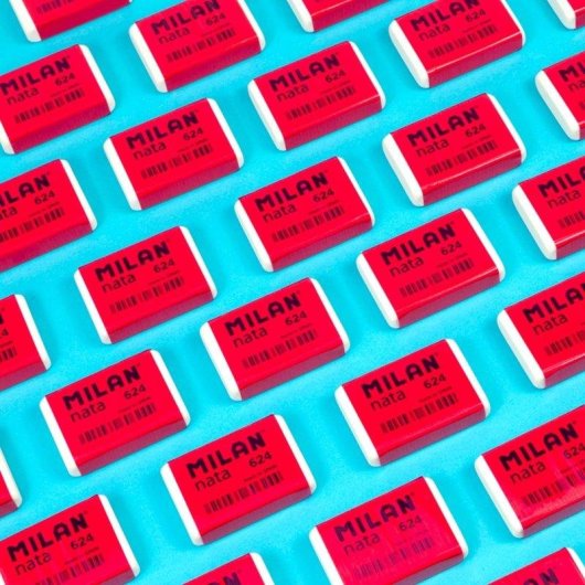 Caja de 24 Gomas de Borrar Nata 624 Milan con Celofán Rosa