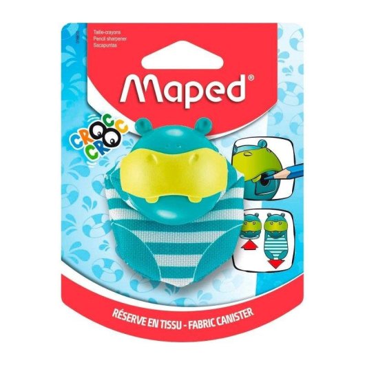 Sacapuntas Maped Croc Croc Hippo con Depósito de Tela Extensible