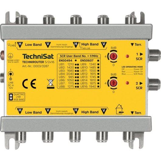 Distribuidor de Vídeo TechniSat TechniRouter 5/2x16 2 Saídas 230V
