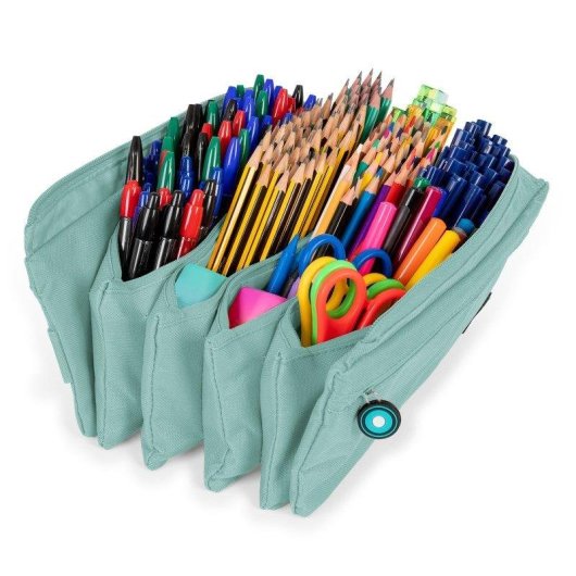 Estuche Escolar Cuádruple Grafoplas Bitsbobs con 40 Utensilios Incluidos Azul Soft