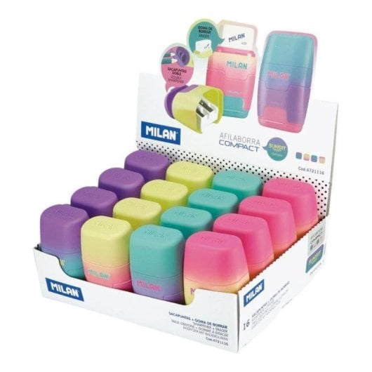 Goma y Sacapuntas Doble Milan Sunset Pack Afilaborras Compacto Verde