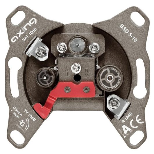 Toma de corriente Axing SSD 5-10 SAT + TV + Radio Marrón 68 mm