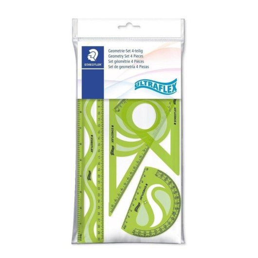 Set de géométrie Staedtler Ultraflex 4 pièces, ambidextère, vert
