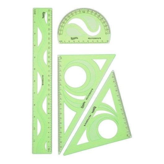 Set de géométrie Staedtler Ultraflex 4 pièces, ambidextère, vert