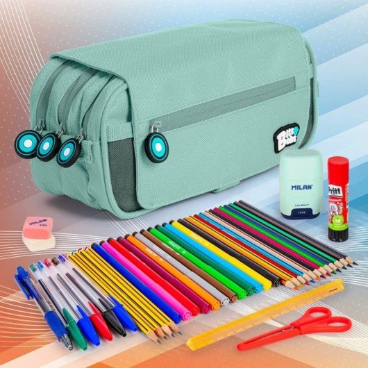Estuche Portatodo Triple Grafoplás Bits and Bobs Azul Soft